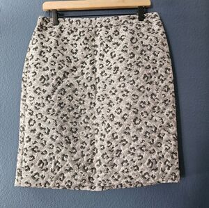 Loft • Metallic Silver Animal Print Pencil Skirt